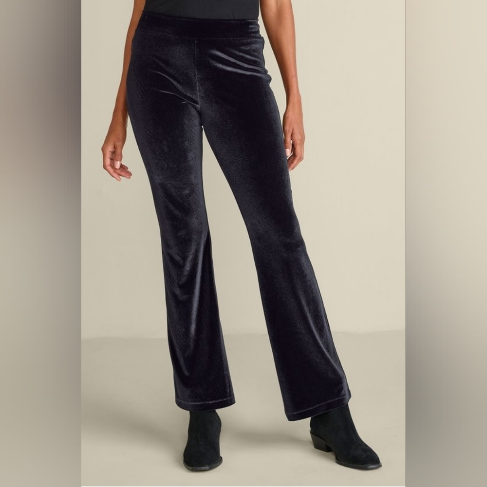 Soft Surroundings Gianna Veltvet Bootcut Navy Blue Dark Pants‎ Size S